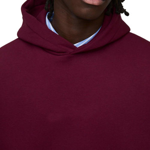 Sweat-shirt à capuche oversize pour homme, couleur bordeaux unie, en coton tricoté, avec poche, style décontracté, coupe classique, pour l'automne - Product Image 3