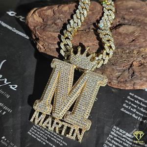 Luxury " M " Letter Pendant Moissanite Diamond Necklace Custom <b>Name</b> Hip Hop Jewelry Cuban Link <b>Chain</b> Gift - Product Image 1