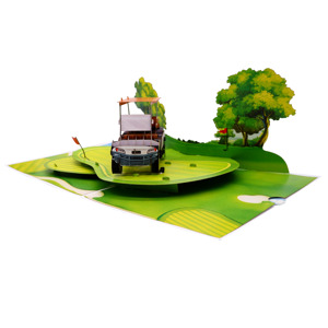 Nouvelle carte de vœux 3D pop-up pour la fête des pères, chariot de golf, création artisanale, écologique, recyclable, sculpture en papier - Product Image 5