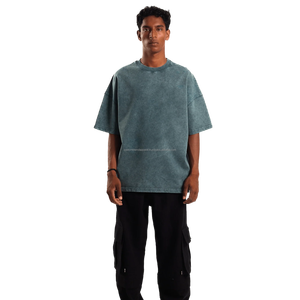 Mens Trending Lightweight 100% Cotton French Terry Knitted Oversized Acid Washed Sun Faded Customized Vintage T-Shirts - Product Image 4