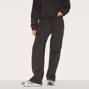 ชุดวอร์ม2ชิ้นระบายอากาศของผู้หญิงเสื้อสเวตเตอร์คอถ่านกางเกงขายาวตรง - Product Image 2