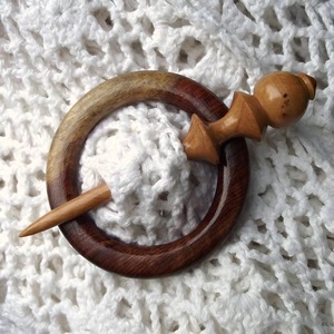 Wooden <b>Shawl</b> <b>Pins</b> Round Knitting Stitch Marker Handmade Scissor Holders <b>for</b> Scarf Yarn Work - Product Image 4