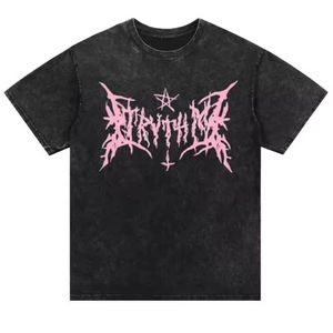 T-shirts personnalisés de luxe en coton épais, coupe ample, style Hip Hop, avec motif graphique, streetwear oversize délavé - Product Image 6