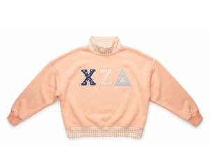 Suéter de Cuello Alto con Letras Griegas Bordadas para Mujer, Suéter Informal de Punto, Ropa de Otoño, Corte Regular con Cuello a Cuadros - Product Image 2