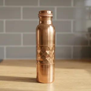 Copper <b>Water</b> <b>Bottle</b> Handmade Finish Pure Ayurvedic Wellness Drinking <b>Bottle</b> for Yoga <b>Gym</b> and Fitness Sustainable Copper Drinkwa - Product Image 3