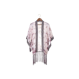 Caftán blanco de longitud midi con bordado de pájaros y hojas y detalle de ribete en el escote, ropa étnica tradicional para mujer de uso diario. - Product Image 5