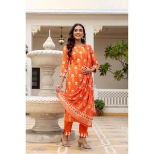 Ensemble Salwar Kameez pour femmes, haut et bas avec dupatta, tissu en mélange de coton, style moderne, toutes saisons - Product Image 1