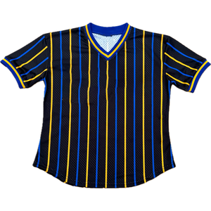 High Quality SGRho Black Pinstripe Jersey Women Blue Gold Premium Baseball Shirt Stylish Greek Sorority Apparel Custom Logo - Product Image 1