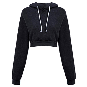 Solid Color Crop Top Wholesale <b>Hoodie</b> Women Sleeve Hoodies Crop Top for Girls Autumn <b>Thin</b> Hooded Cropped Pullover Women's - Product Image 2