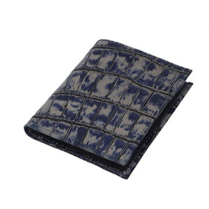 Cartera Bifold Delgada de Cuero Genuino Grabado para Hombre, Diseño Premium con Patrón Animal, Azul Marino Gris Texturizado, Tamaño de Bolsillo, Artículo de Regalo - Product Image 3