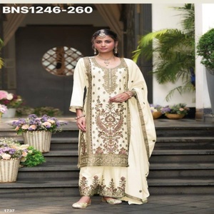 Conjunto de Traje Plazzo de Chinon de Primera Calidad con Bordado Completo, Colección de Moda Femenina, Exportador, Suministro al por Mayor - Product Image 1