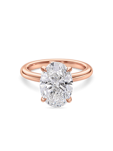 Magnifique bague de fiançailles ovale solitaire avec diamant de laboratoire de 1+ carat et halo caché |   Or jaune, blanc, rose et platine 18 carats - Product Image 4