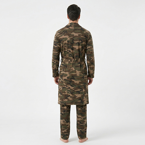 <b>Men's</b> Camouflage Robe <b>Set</b> Long Sleeve Knitted 100% Cotton <b>Pajamas</b> Gown <b>Set</b> Casual Sleepwear with Pockets Camouflage Robe <b>Set</b> - Product Image 4