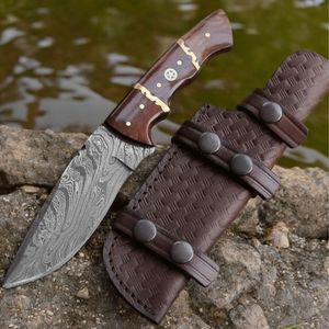 Cuchillos de caza de hoja fija de diseño personalizado con filo para desollar, mango decorativo de madera, banda turquesa y extremo de agarre estilo asta de ciervo - Product Image 3