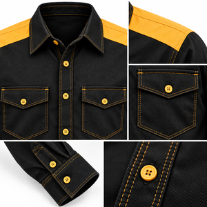 Camisa de Trabajo FR Personalizada para Hombre, Resistente al Fuego, para Soldadura, Manga Larga, con Botones, Dos Tonos - Product Image 6