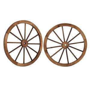 Set di 2 Ruote di Carro in Legno Stile Western da 30 Pollici, Decorazione Murale Art Deco (Marrone) - Product Image 2