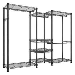 Appendiabiti in metallo resistente, portatile, per armadio domestico, con appendiabiti e cassetto in tessuto, scaffale e barre portabiti in filo metallico - Product Image 5