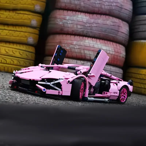8600A 50 pièces Voiture de course supercar rose Modèle de blocs de construction DIY en plastique ABS Échelle 1:12 Cadeaux unisexes pour Halloween, Noël, anniversaire - Product Image 6