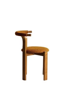 Chaise de salle à manger simple Bonita en bois de teck massif et tissu de flanelle avec finition moutarde pour l'intérieur et l'extérieur. - Product Image 3