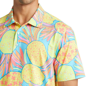 <b>Men's</b> <b>Pineapple</b> Print Polo <b>Shirt</b> Short Sleeve Casual Breathable 100% Polyester Woven Fruit Pattern Blue Yellow Pink - Product Image 6