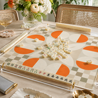 Tapis de Mahjong Géométrique Moderne de Luxe Designer 33 Pouces en Néoprène Doux Portable Antidérapant avec Dos en Caoutchouc pour Boutiques de Cadeaux et Clubs