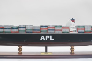 APL CONTAINER SHIP WITH <b>LIGHTS</b> Handcrafted Painted Wooden Commercial Ship Model for Office Decoration Business Gift Collection - Product Image 5