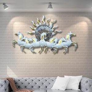 Décoration murale traditionnelle en métal faite à la main avec motif soleil et chevaux, artisanat en laiton pour la décoration intérieure - Product Image 6