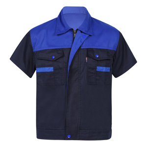 Mangoes Fashion Two-Pocket Cotton T-Shirts Unisex Motor Mechanic Uniform Short Sleeve Work Coat Overalls Reflective Detail Silk - Product Image 6