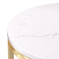 Table d'appoint de luxe moderne en marbre avec plateau en métal plaqué or, mobilier écologique pour salon, salle de séjour et bureau