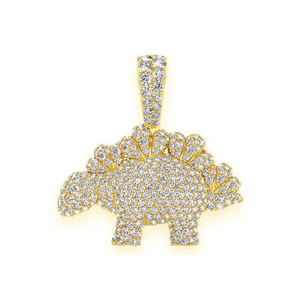 Trendy Hip Hop Jewelry 925 <b>Silver</b> Rhodium Plated Lab Grown Diamond Custom Dinosaur Children's Fine Pendant <b>Necklace</b> Animal - Product Image 1