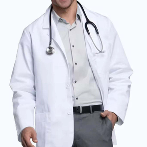 Men's White Lab Coat Cotton Polyester Woven Hospital Uniform with <b>Back</b> Closure - Product Image 6