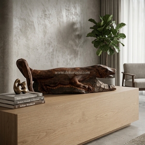 ไม้สักแกะสลักรูปสัตว์ทำมือโบราณของตกแต่งบ้าน - Product Image 6