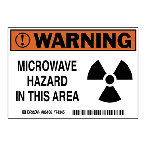 Brady <b>Microwave</b> Hazard Warning Labels <b>Heat</b>-Resistant Self-Adhesive Labels <b>Pack</b> of 5 for Laboratory and Industrial Areas - Product Image 3