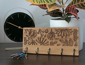 Wooden Floral Design <b>Wall</b> <b>Key</b> <b>Hook</b> Holder For Rooms <b>Keys</b> And Clothes Stylish Home Storage And Decor Organizer From India - Product Image 5