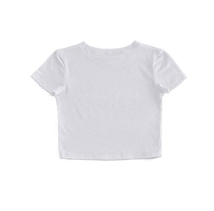Custom Logo Printed Casual Girls O-Neck Short Sleeve Slim Fit Cotton/Spandex Jersey Eco-Friendly Floral <b>Crop</b> <b>Top</b> Wholesale - Product Image 4