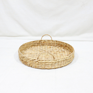 Ensemble de 3 plateaux de rangement ronds en paille tressée, style bohème, organisateurs de table décoratifs avec poignées pour l'organisation et la présentation - Product Image 2