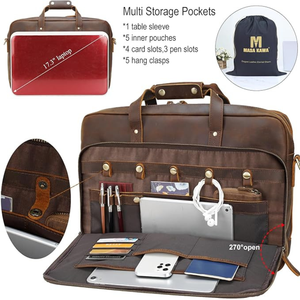 High-Quality Grain <b>Leather</b> <b>Laptop</b> <b>Bag</b> with Spacious Interior for Men Office Work Business Travel and Daily Use - Product Image 4