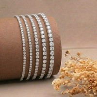 Bracelet tennis hip-hop personnalisé en or blanc plaqué or 14 carats avec diamants de laboratoire certifiés IGI, cadeau de mariage et de fête pour femmes