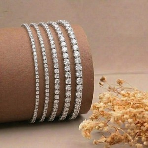 Custom 14K Gold Plated White Gold Lab Grown Diamond Hip Hop Tennis <b>Bracelet</b> IGI Certified Wedding & Party Gift for Women - Product Image 1