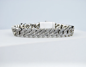 Pulsera de eslabones cubanos de plata con moissanita, estilo hip hop, de lujo, para hombre y mujer, joyería de moda, regalo. - Product Image 1