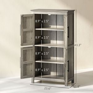 Mobile bagno moderno in legno stile rustico con scaffali a 3 livelli grigio chiaro (23.6x11.8x43.3) - Product Image 3