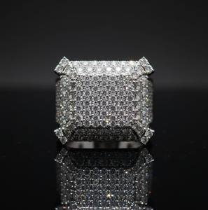 Bague carrée Hip Hop pour homme, sertie de diamants, en argent sterling 925, finition or 10K 14K, bague de luxe pour les fêtes et le style urbain - Product Image 5