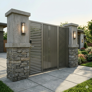 Puerta Doble Abatible de Hierro Forjado con Recubrimiento en Polvo KHP, Control Manual, Exterior, Duradera, Fácil Instalación, Diseño Tradicional - Product Image 2