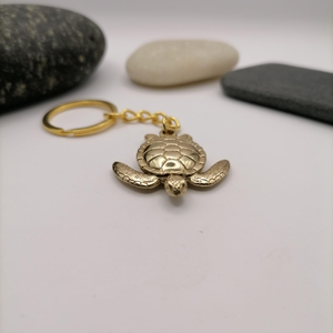 Porte-clés vintage en laiton tortue marine, accessoire de collection nautique, cadeau océanique - Product Image 3
