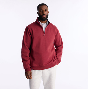 Sweat-shirt en molleton à col zippé pour homme, coupe classique, couleur unie, col montant, 100% coton, vêtement d'automne - Product Image 1