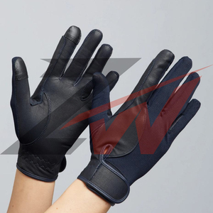 Gants d'équitation en cuir confortables de qualité supérieure pour hommes, design à doigts complets, fermeture à cordon, respirants, unisexes, texturés - Product Image 6