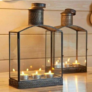 High Quality Vintage <b>Black</b> <b>Lantern</b> Outdoor Round Metal Pillar Candle Holder Unique Designer <b>Lantern</b> for Home Decoration - Product Image 2