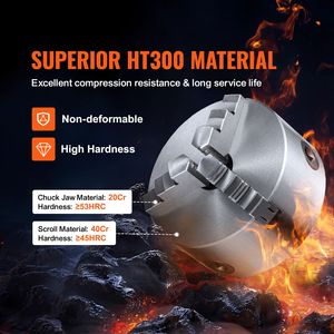 Mandrino per tornio autocentrante a 3 griffe da 6FT con chiave a T e viti di fissaggio, gamma di serraggio manuale 0,14-6,3 pollici, reversibile per 160 mm - Product Image 2