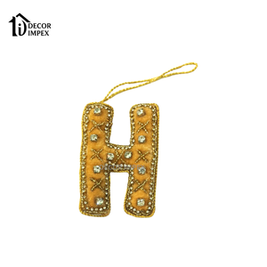 Hot Selling Beautiful Nice <b>Beaded</b> Zardosi Velvet <b>Alphabet</b> Ornament Christmas Ornaments Personalized - Product Image 6