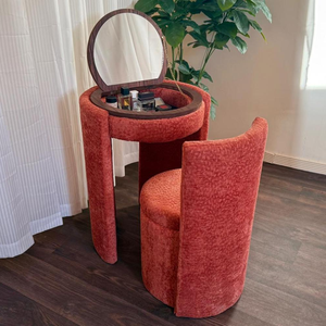 Flip-Top <b>Mirror</b> <b>Vanity</b> <b>Table</b> OEM/ODM Cusstom <b>Dressing</b> <b>Table</b> with Stool Space-Saving Upholstered Makeup Desk Style Bulk - Product Image 2